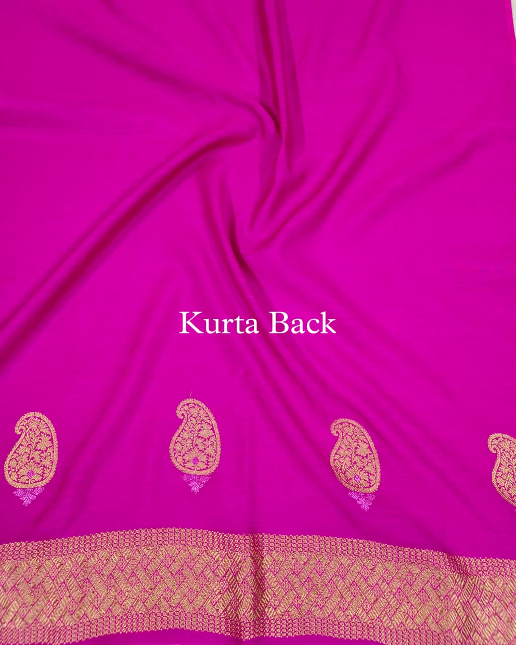 Pink Pure Moonga Silk Banarasi Suit