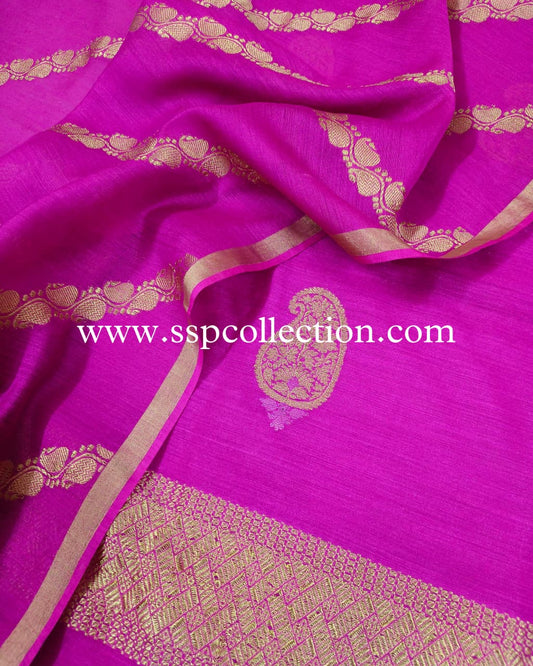 Pink Pure Moonga Silk Banarasi Suit
