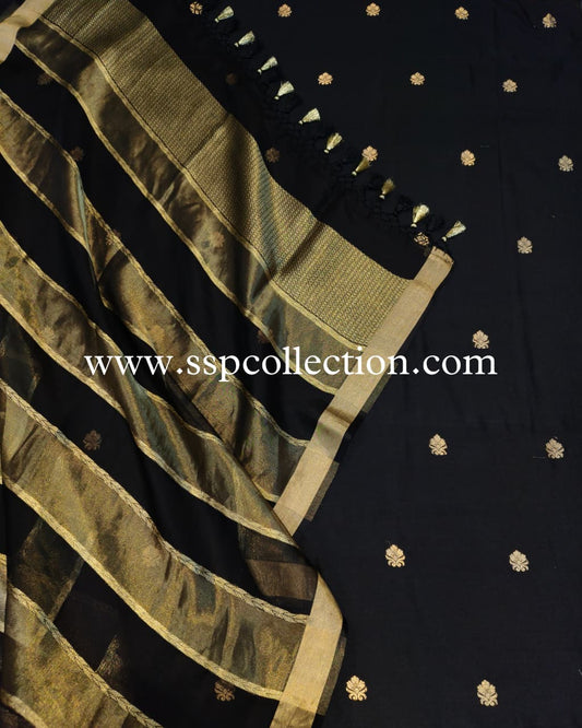 Black Pure Handwoven Banarasi Suit
