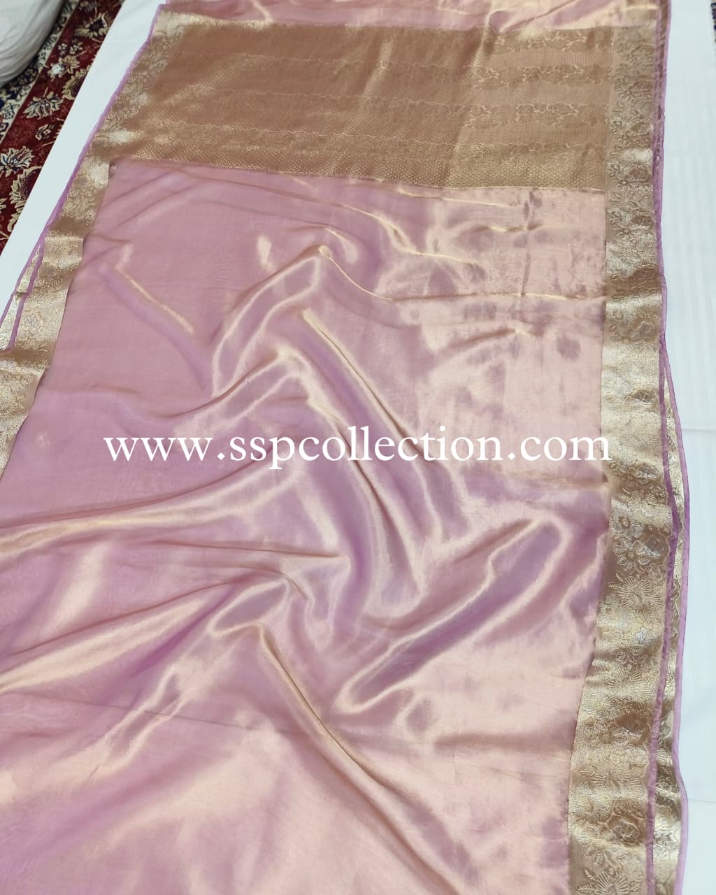 Lilac Pure Tissue Silk Alfi Banarasi Saree