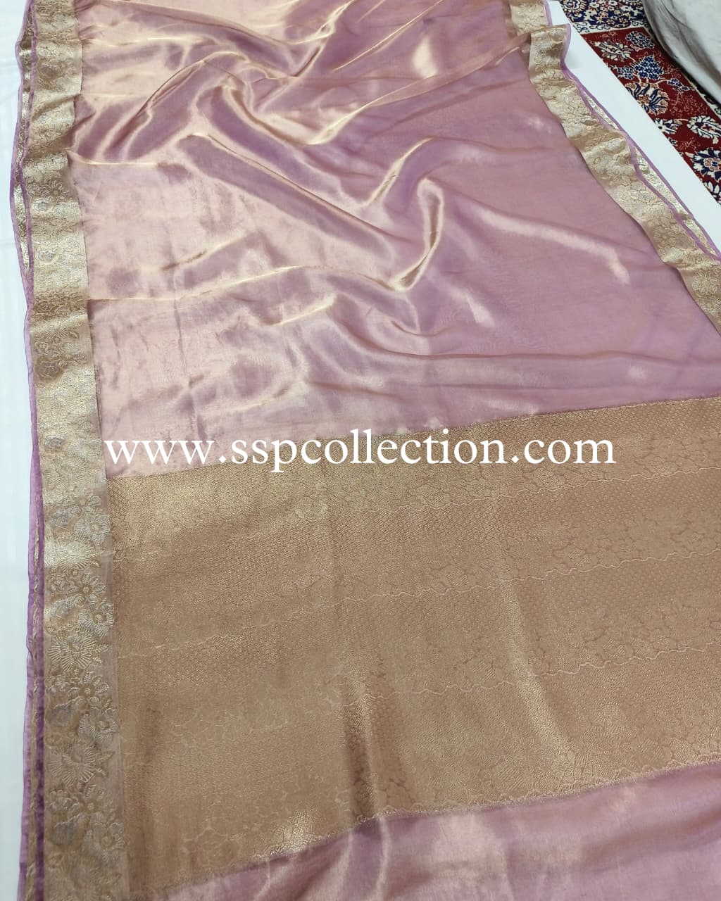 Lilac Pure Tissue Silk Alfi Banarasi Saree