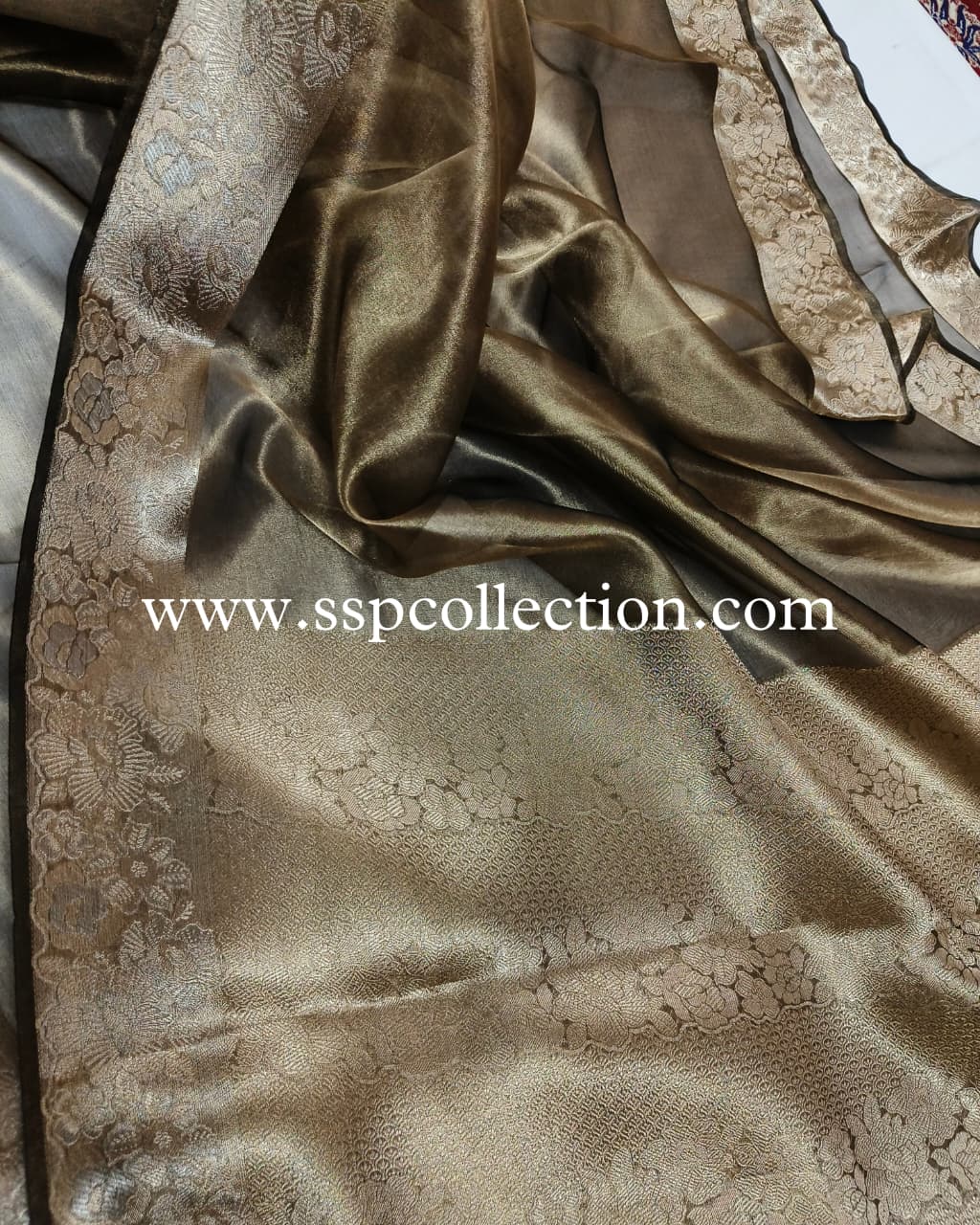 Black Pure Tissue Silk Alfi Banarasi Saree
