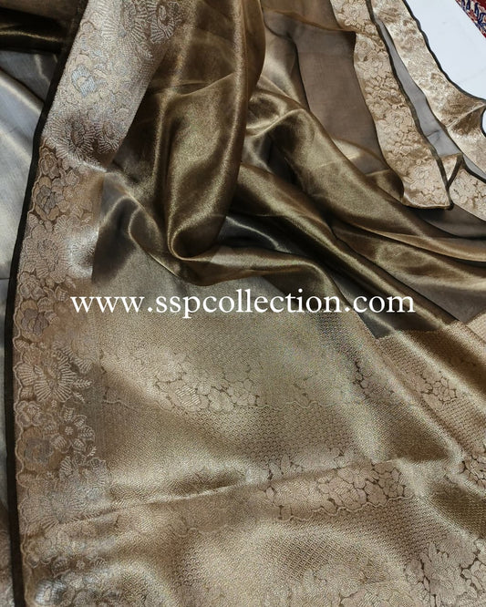 Black Pure Tissue Silk Alfi Banarasi Saree