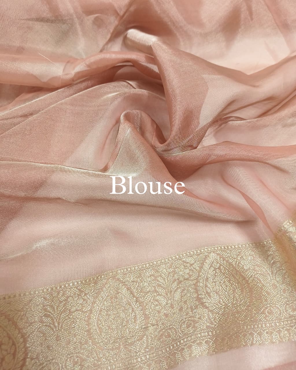 Dusty-Peach Pure Tissue Silk Banarasi Saree