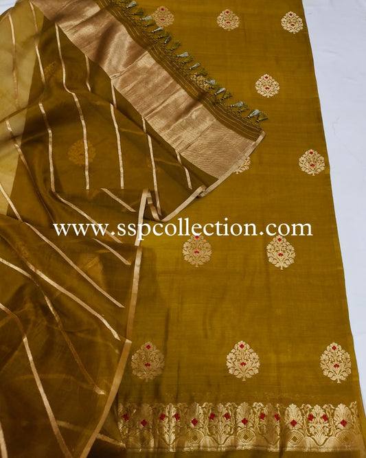 Antique-Bronze Pure Silk Meenakaari Banarasi Suit