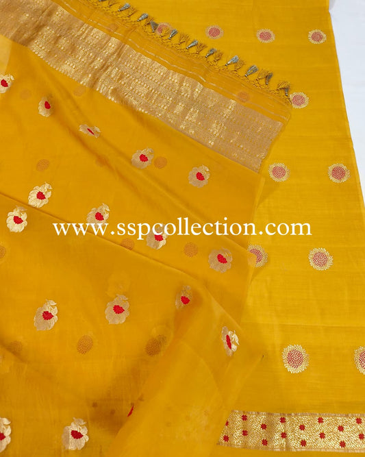 Yellow Pure Silk Meenakaari Banarasi Suit