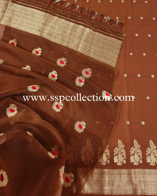 Metallic-Copper Pure Silk Meenakaari Banarasi Suit