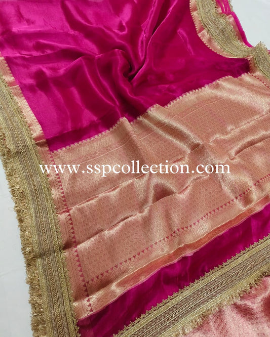Pink Banarasi Pure Tissue Silk Saree