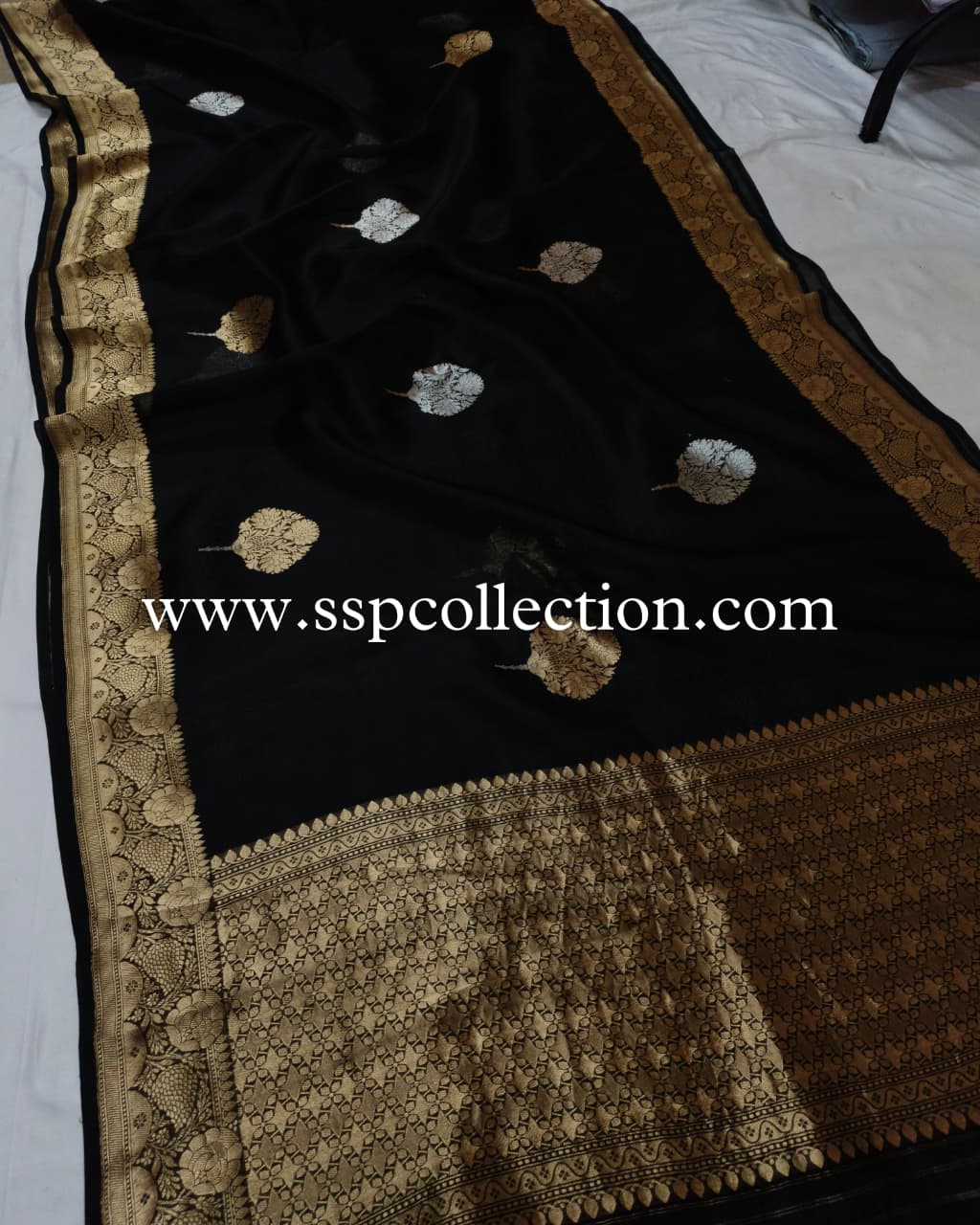 Black Pure Kora Silk Banarasi Saree