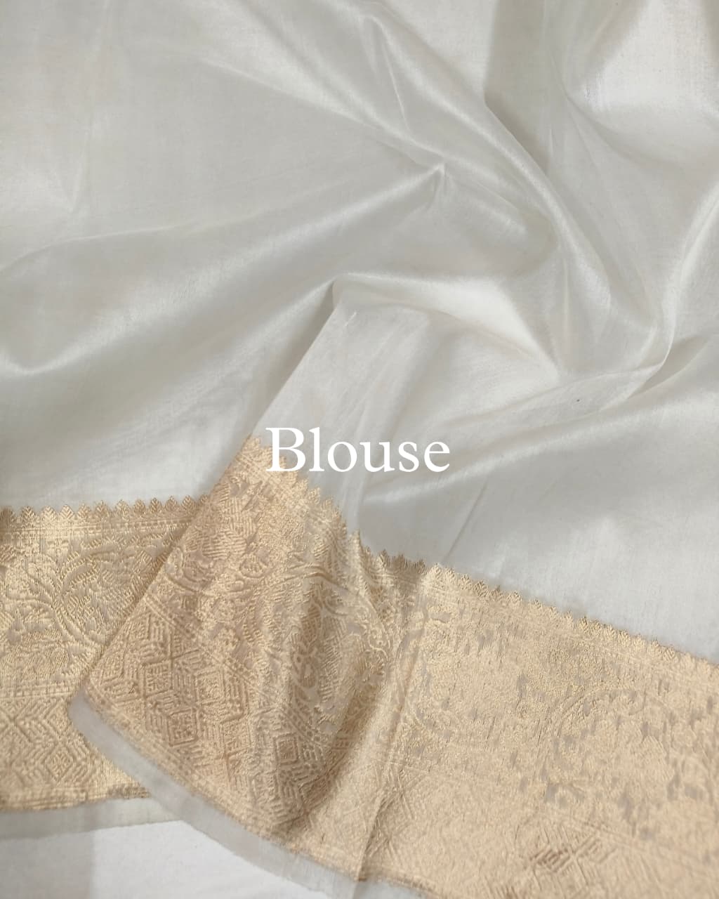 White Pure Kora Silk Banarasi Saree
