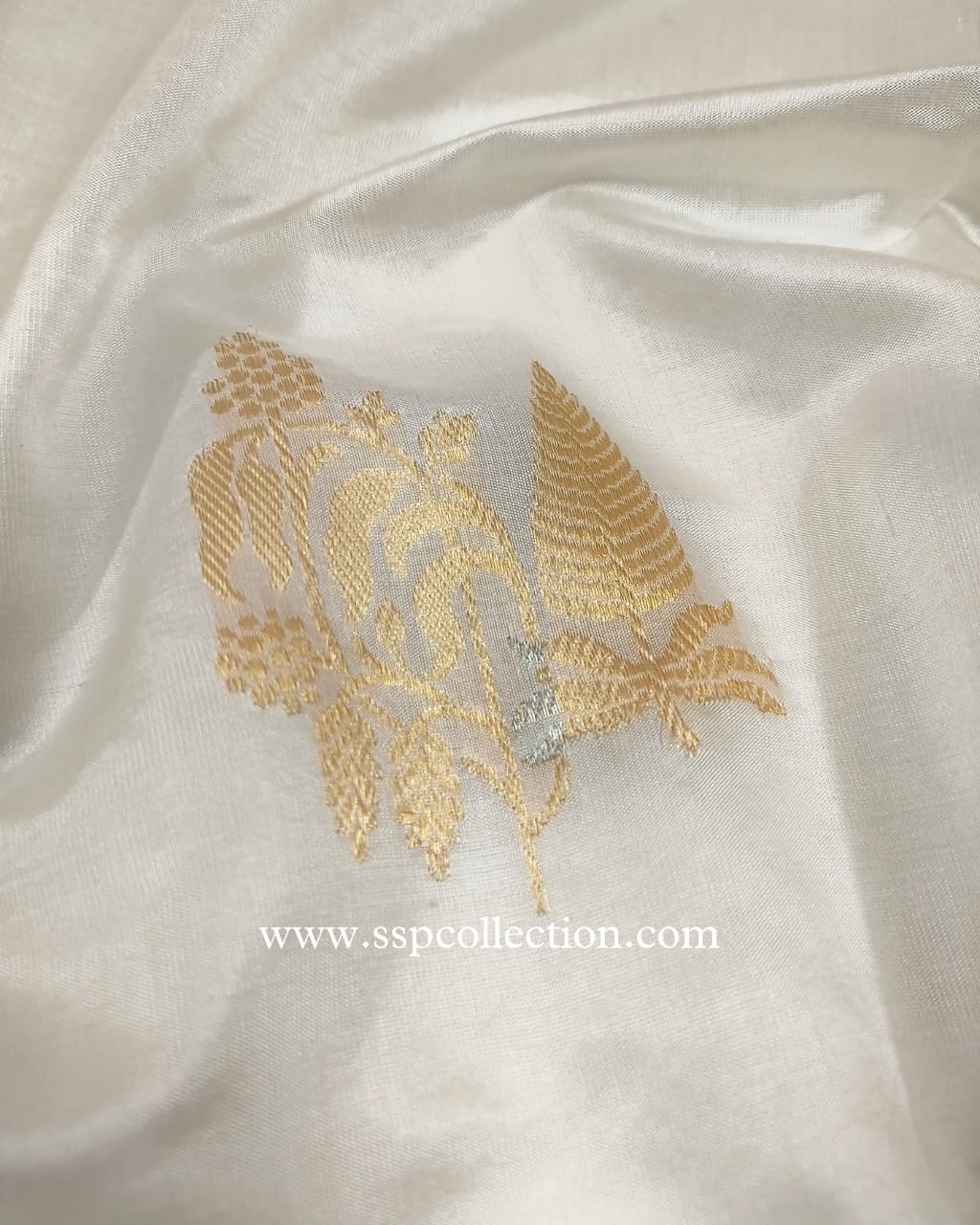 White Pure Mango Silk Banarasi Saree
