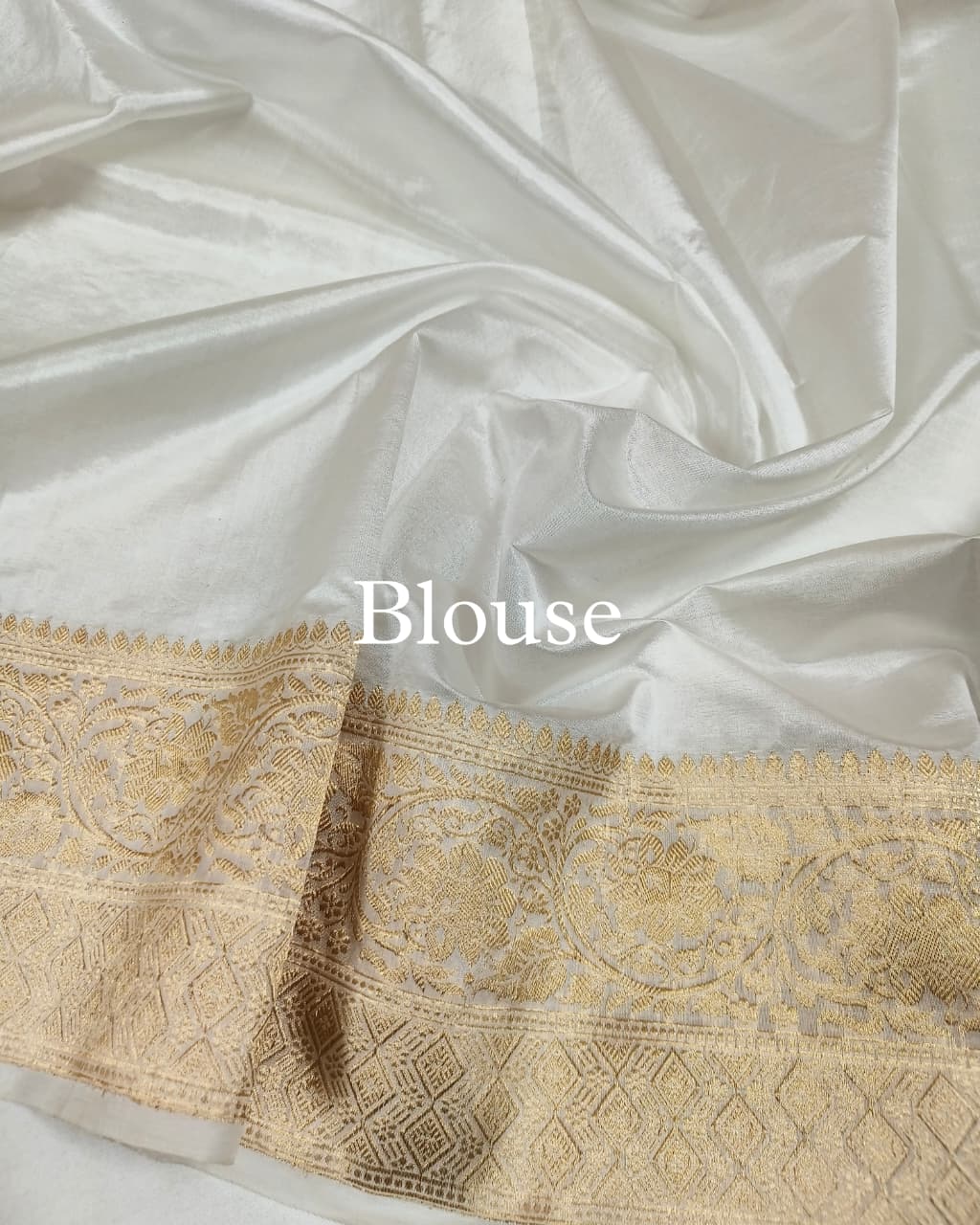 White Pure Mango Silk Banarasi Saree