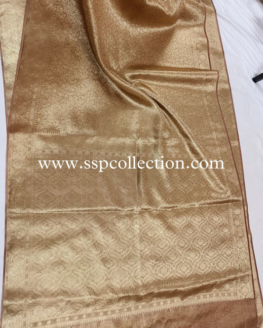 Dusty-Rose Pure Molten Tissue Silk Brocade Banarasi Saree