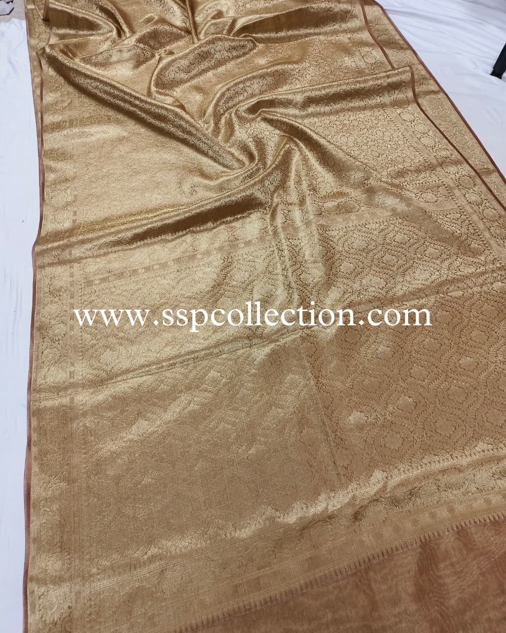 Dusty-Rose Pure Molten Tissue Silk Brocade Banarasi Saree