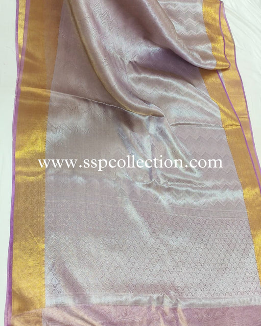 Lavender Pure Molten Tissue Silk Brocade Banarasi Saree