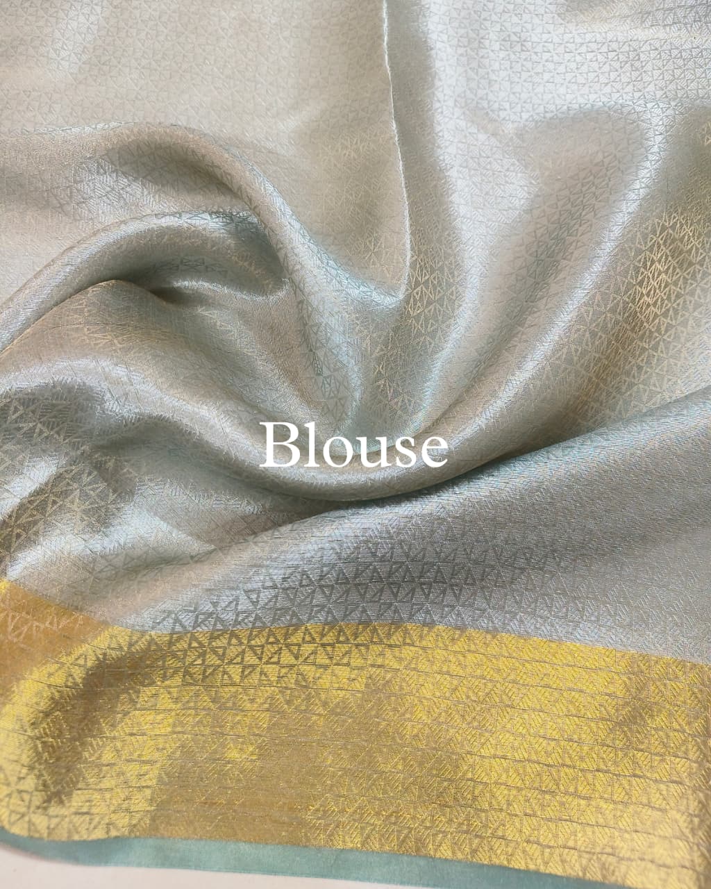 Ice-Green Pure Molten Tissue Silk Brocade Banarasi Saree