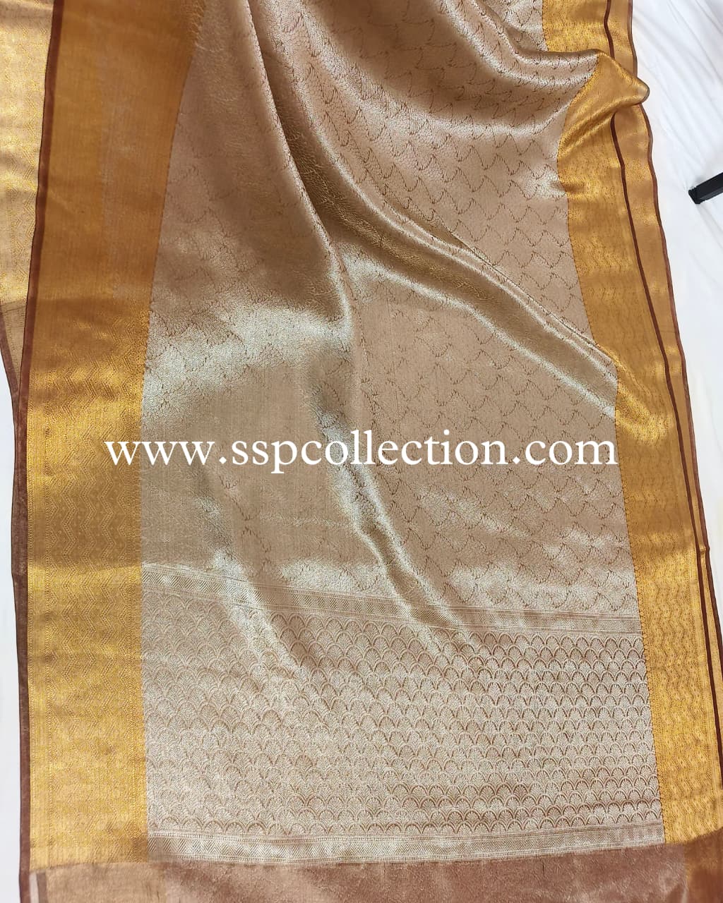 Brown Pure Molten Tissue Silk Brocade Banarasi Saree