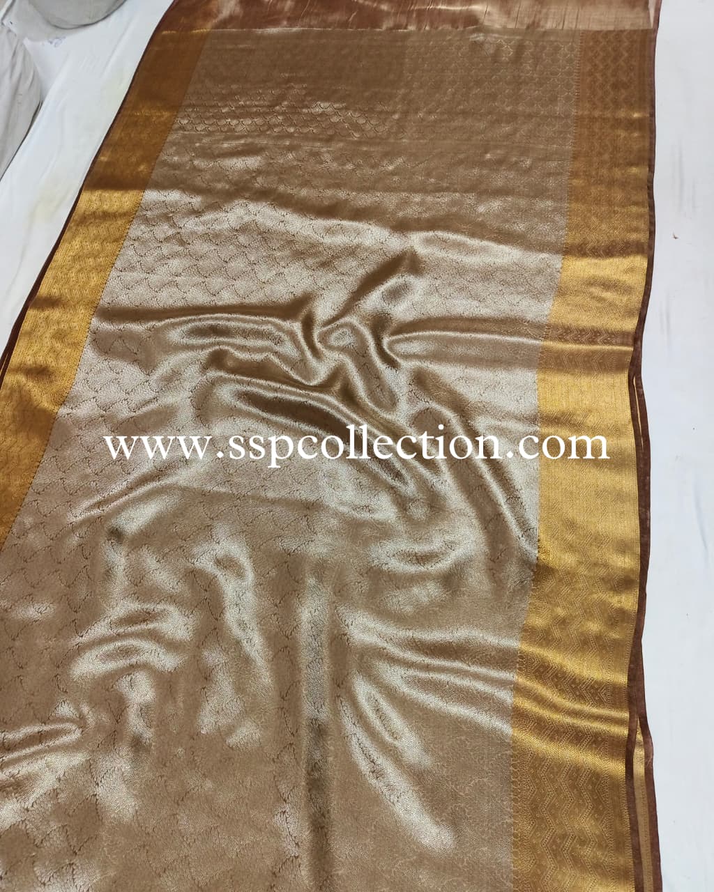 Brown Pure Molten Tissue Silk Brocade Banarasi Saree