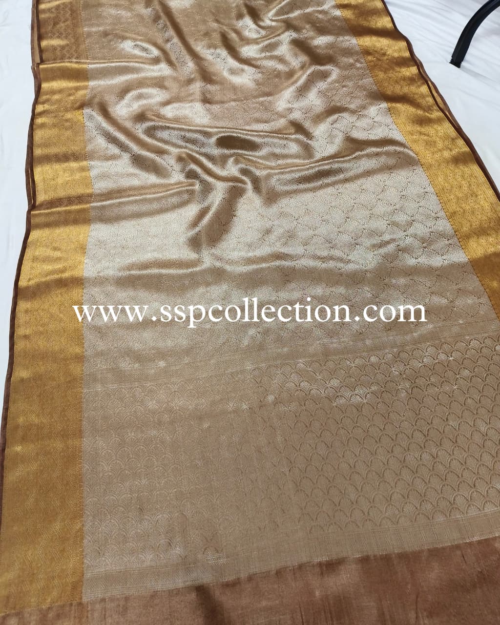 Brown Pure Molten Tissue Silk Brocade Banarasi Saree