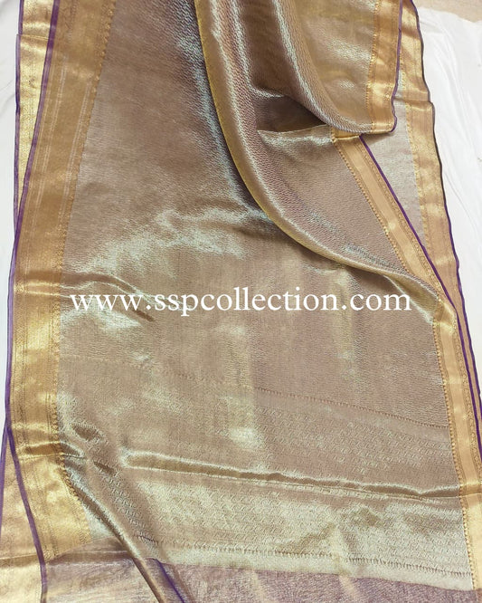 Purple Pure Molten Tissue Silk Brocade Banarasi Saree