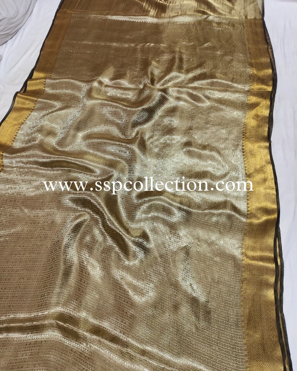 Black Pure Molten Tissue Silk Brocade Banarasi Saree