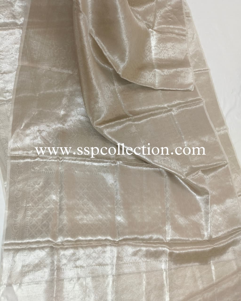 Rekha Ji–Inspired Silver Banarasi Pure Molten Tissue Silk Brocade Saree