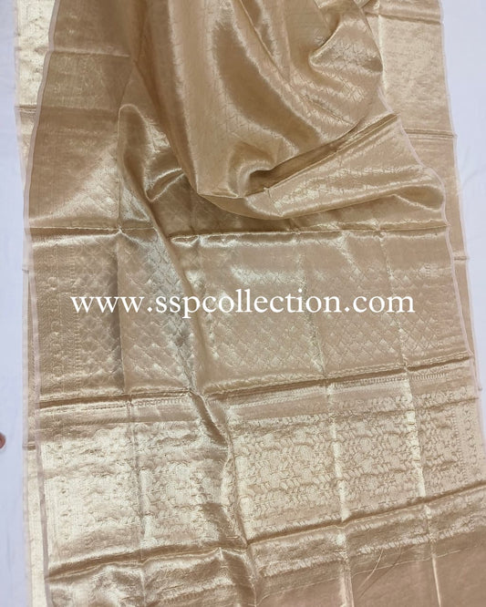 Gold Pure Molten Tissue Silk Brocade Banarasi Saree