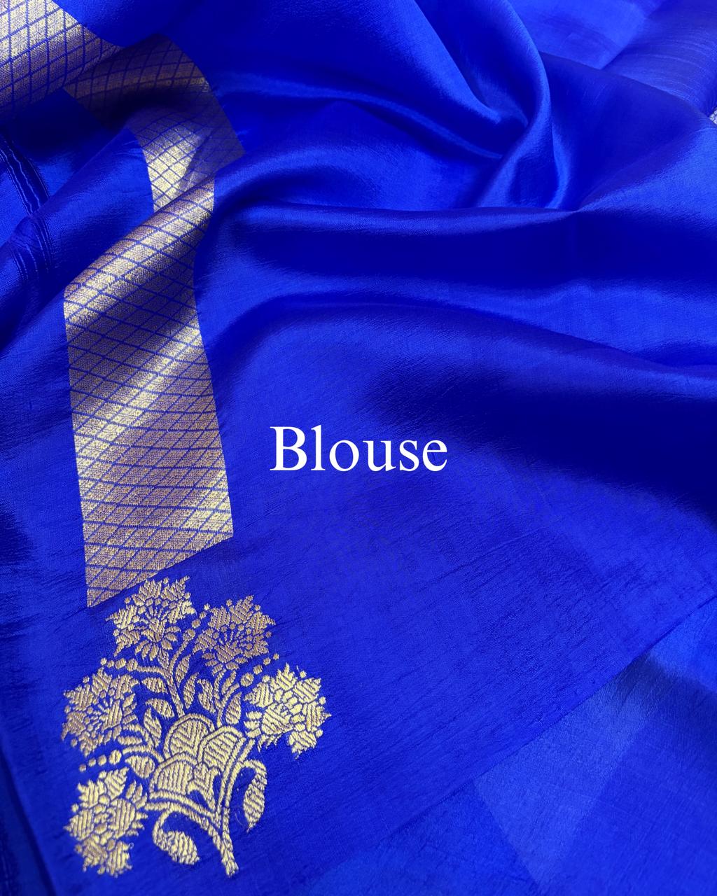 Royal-Blue Pure Mango Silk Banarasi Saree