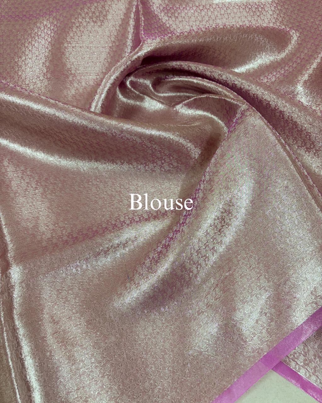 Fuchsia-Pink Pure Silver Tissue Silk Brocade Banarasi Saree