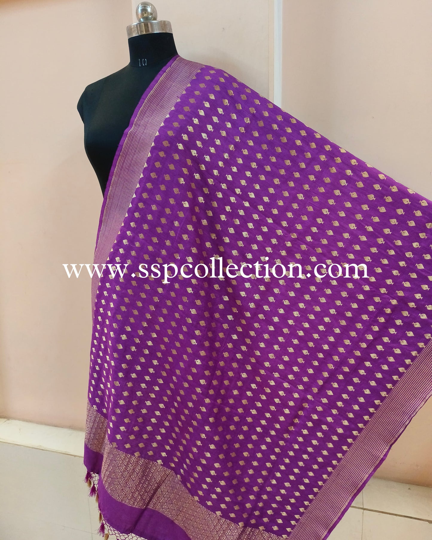 Purple Banarasi Pure Moonga Silk Dupatta