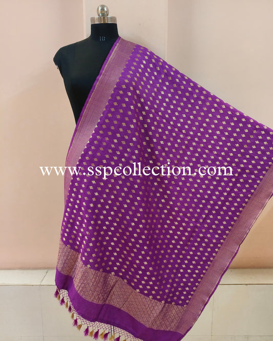Purple Banarasi Pure Moonga Silk Dupatta
