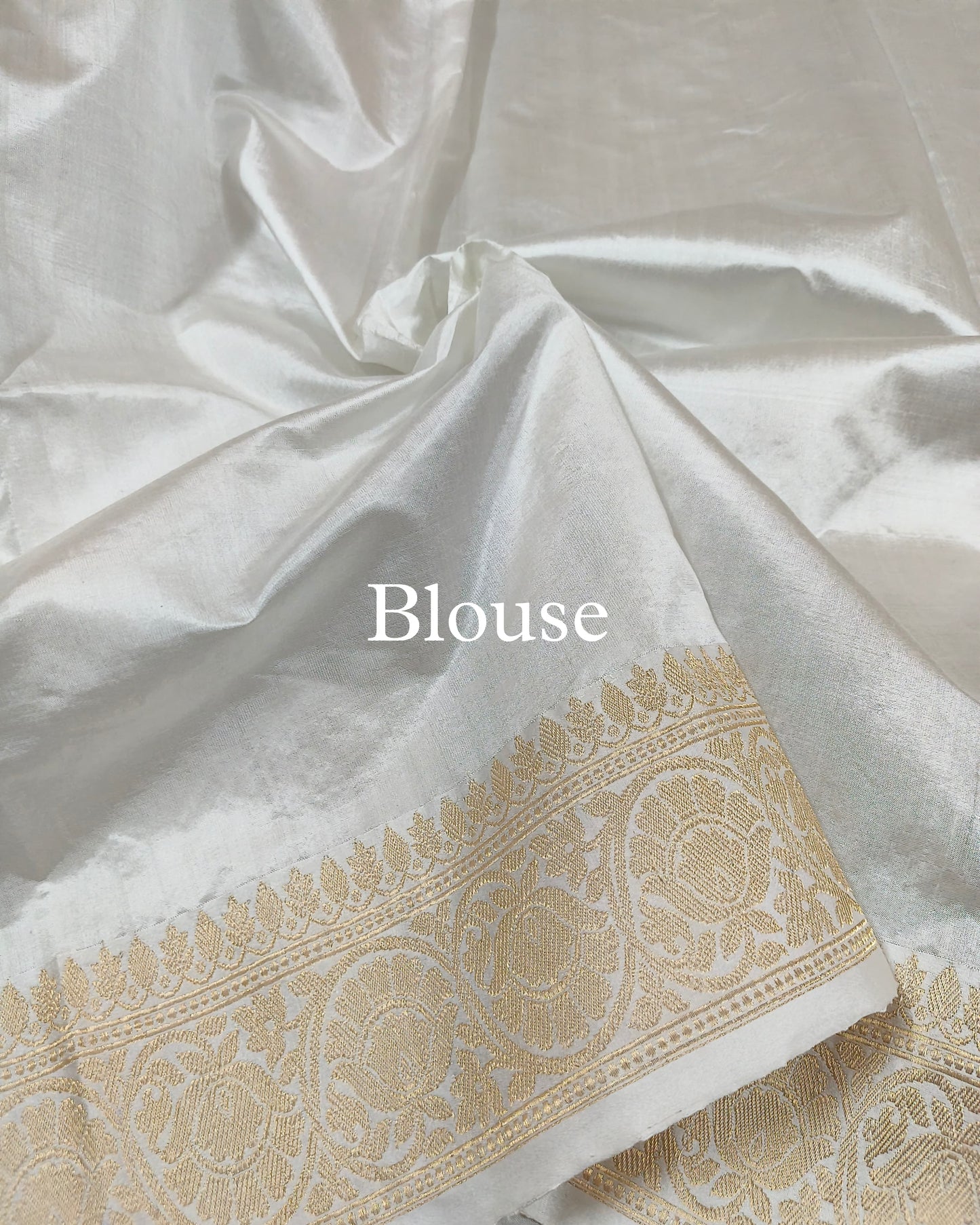White Pure Mango Silk Chand-Tara Banarasi Saree
