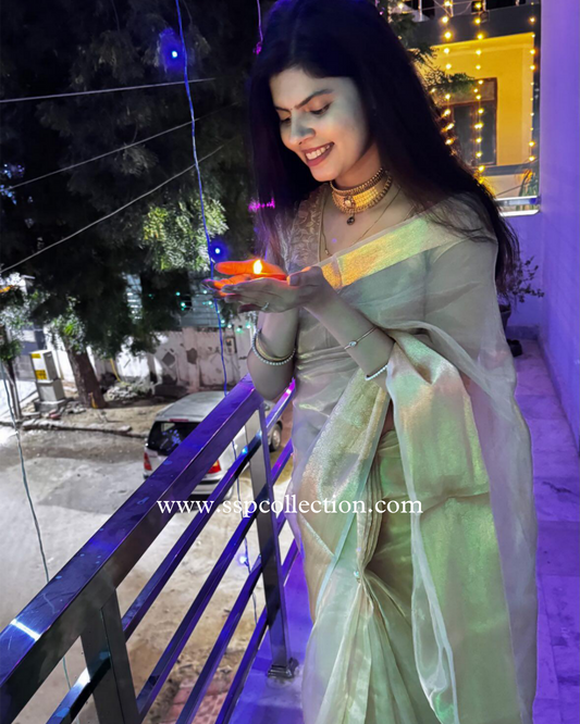 Gold Pure Tissue Silk Banarasi Saree